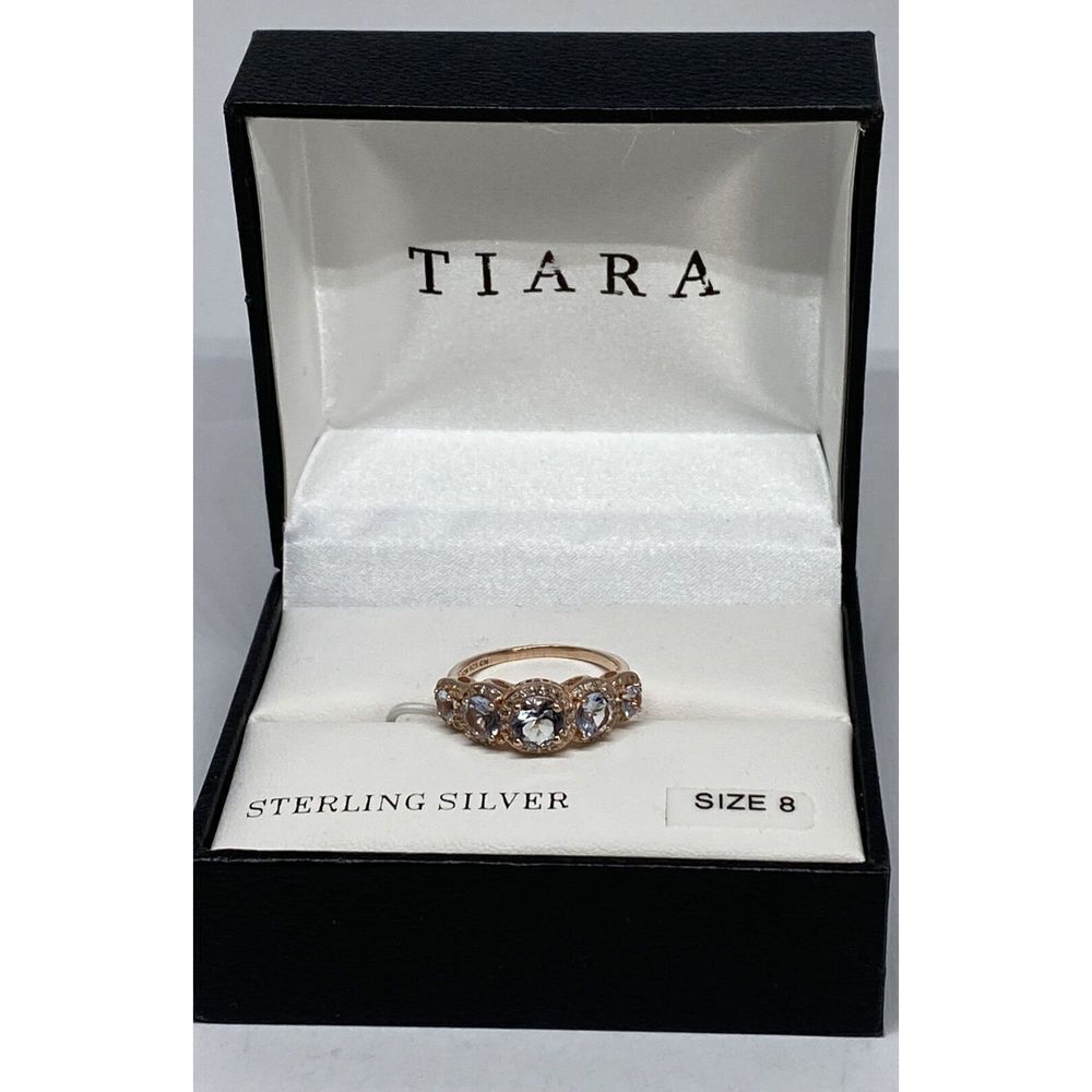 Aquamarine Stone Ring SRG388AQR Cubic Zirconia Sterling Silver MSRP $135 NM201